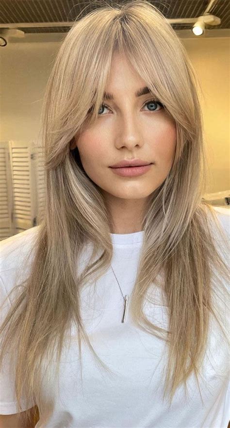 blonde curtain bangs|curtain bangs straight hair blonde.